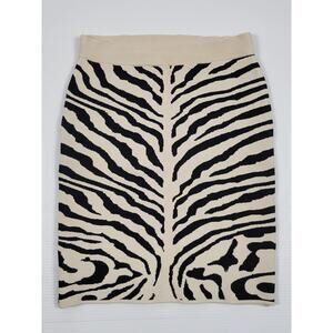 Bebe‎ Zebra Animal Print Rayon Nylon Blend Retro Skirt Womens Small